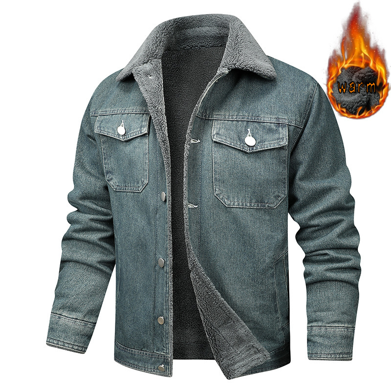 Denim Coat Fleece-lined Men Fashion Brands Jacket - Image 8