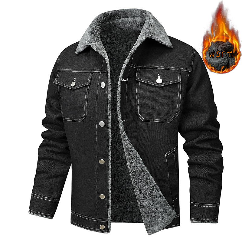 Denim Coat Fleece-lined Men Fashion Brands Jacket - Image 3