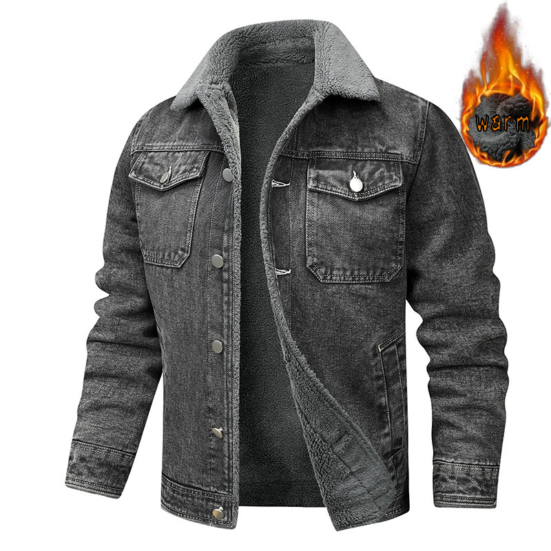 Denim Coat Fleece-lined Men Fashion Brands Jacket - Image 4