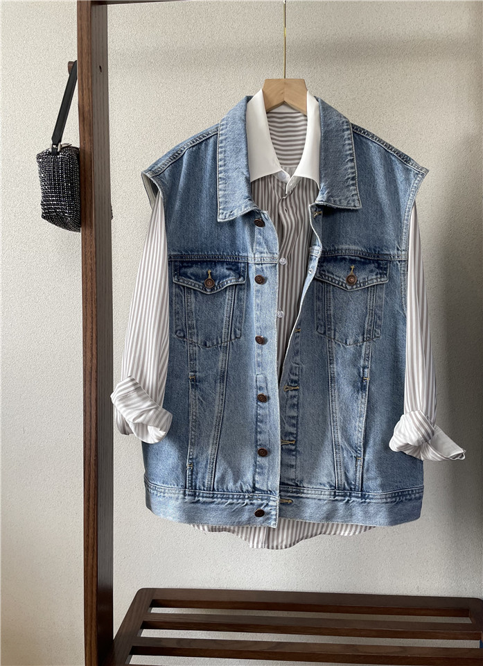 Ladies Denim Vest Loose Sleeveless Jacket Casual - Image 2