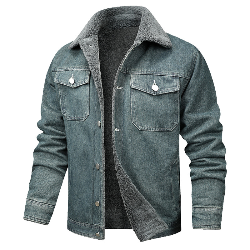 Denim Coat Fleece-lined Men Fashion Brands Jacket - Image 5
