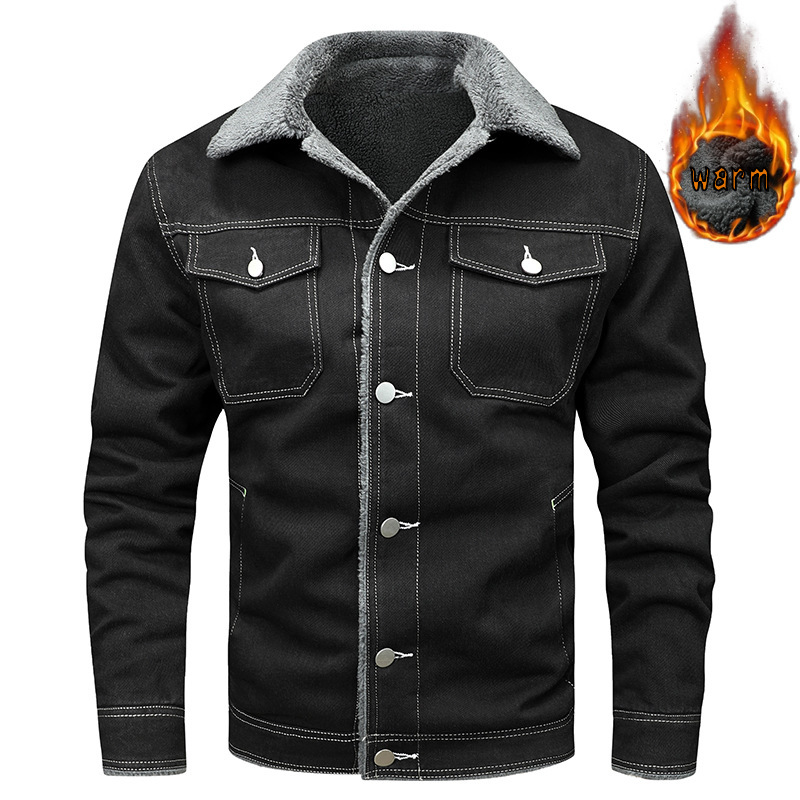 Denim Coat Fleece-lined Men Fashion Brands Jacket - Image 7