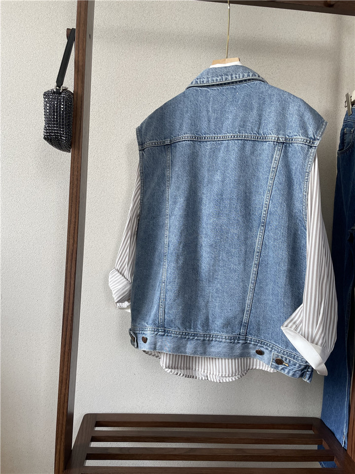 Ladies Denim Vest Loose Sleeveless Jacket Casual - Image 6