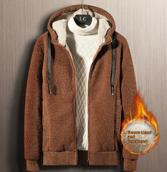 Winter Men's Zipper Hooded Sweater Cardigan - Image 3